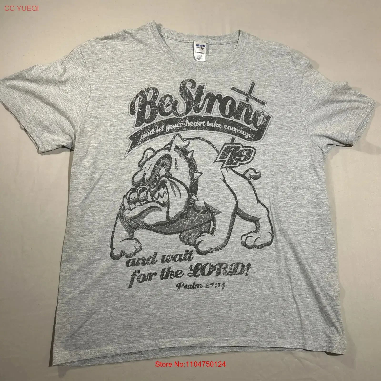 Christian Scripture T Shirt Psalm 2714 Xl vintage Washed graphic designer clothes homme Stylish Casual Soft Stretched fashion