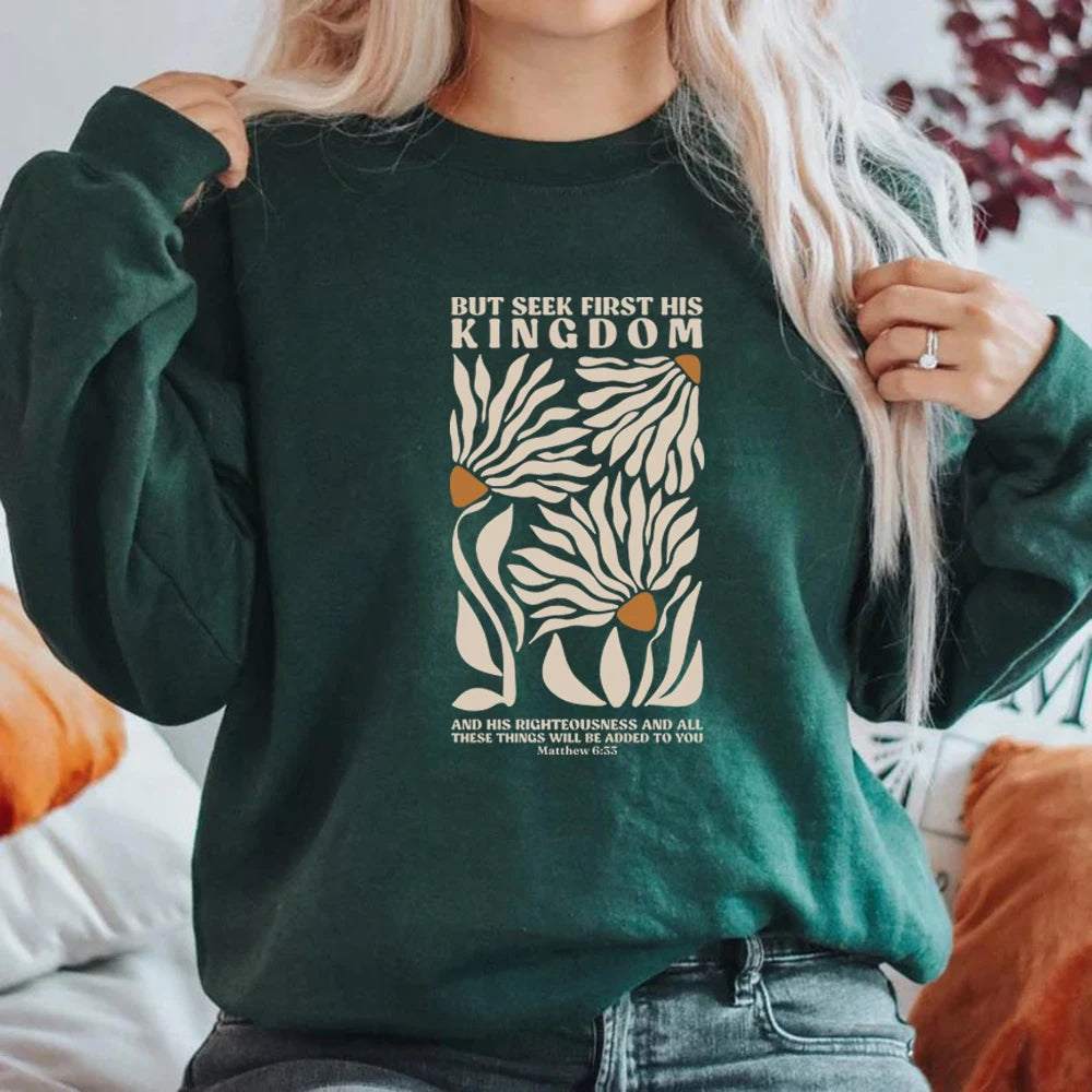 Christian Crewneck Sweatshirt Bible Verse Sweatshirt Scripture Shirts Worship Faith Hoodie Retro Floral Christian Apparel Hoodie