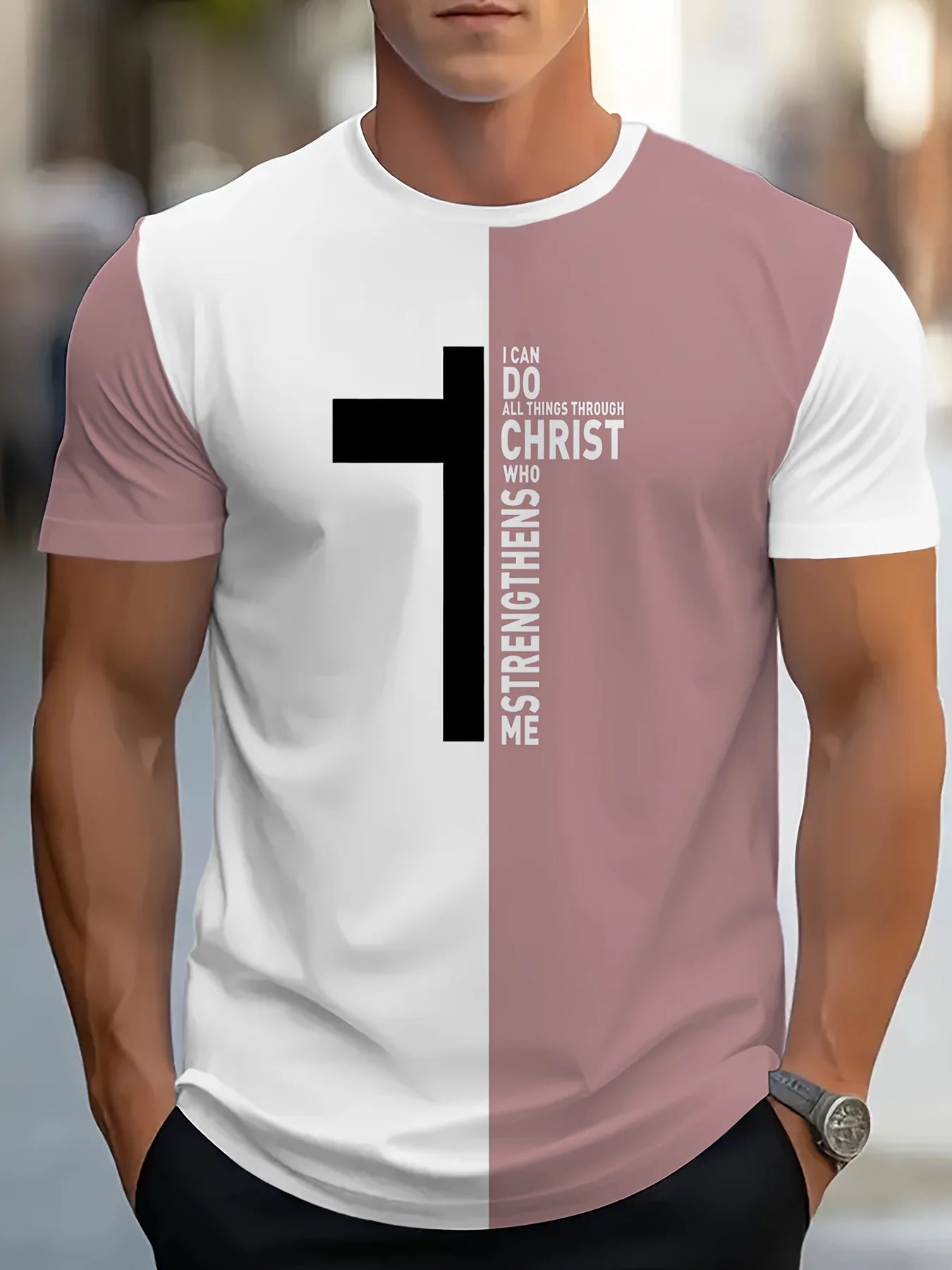 Men's T-shirt Christian Police Scripture Bible Graphic Cross Religious Gift Daily Hip Hop Fashion Casual Round Neck T-shirt