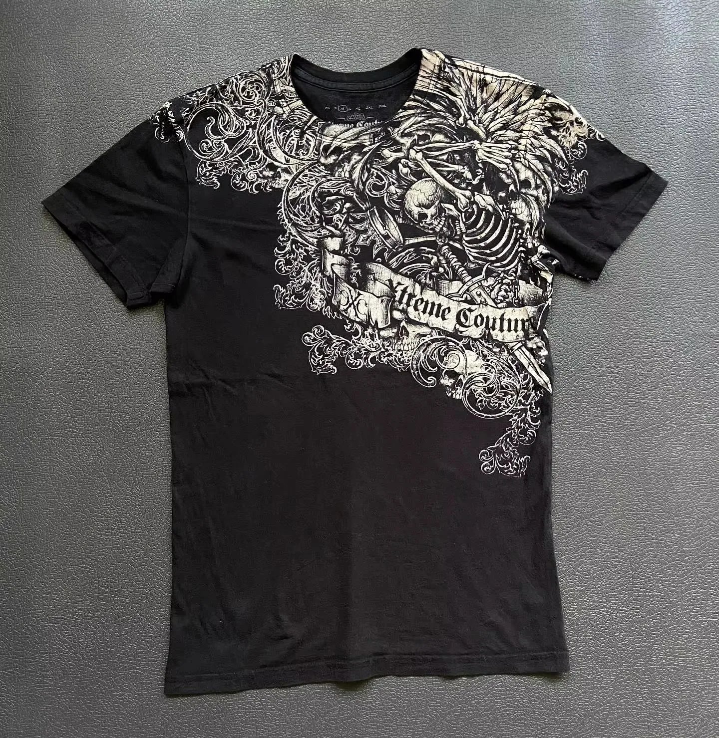 Xtreme Couture T-shirt Man 2000s Retro Bible Scripture Big Picture Printed Short Sleeves High Street Gothic Tide Cotton T shirts