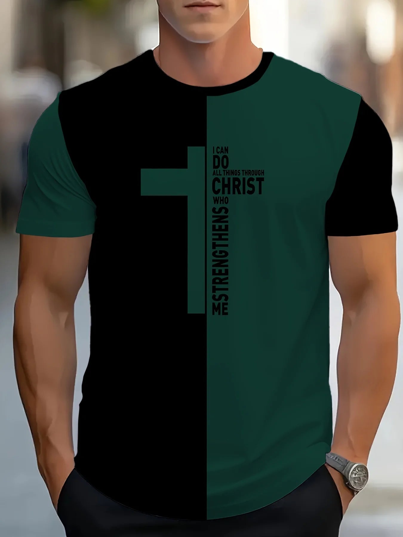 Men's T-shirt Christian Police Scripture Bible Graphic Cross Religious Gift Daily Hip Hop Fashion Casual Round Neck T-shirt