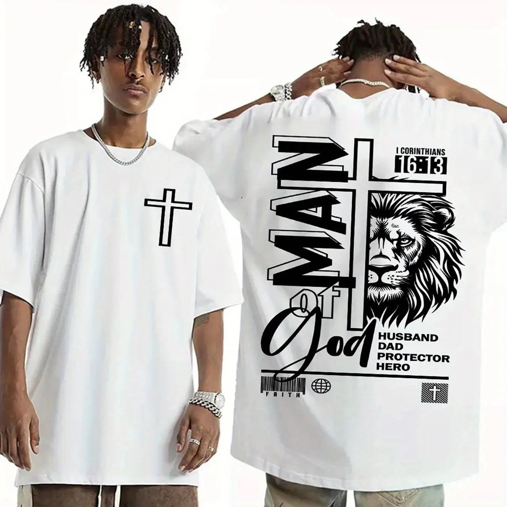 Men's Judas Lion Christian T-shirt Bible Scripture Clothing Son of God Clothing Gothic Aesthetics Loose Cotton T-shirt