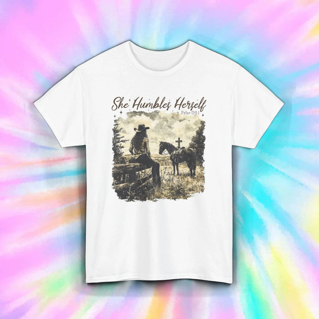 She Humbles Herself Shirt Christian Cowgirl Western Scripture Faith Tee S-5XL