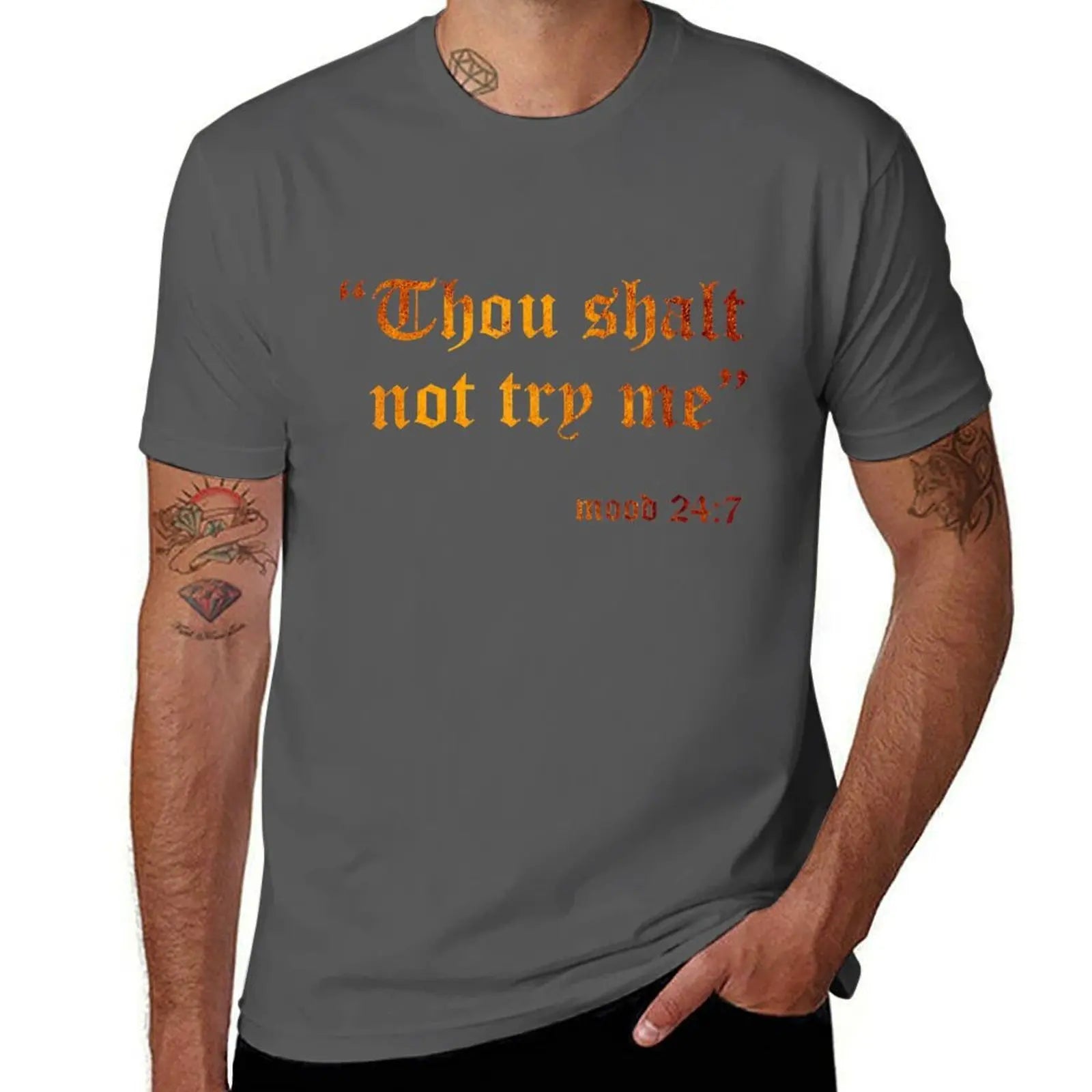 Shall 7 Fake Scripture Funny 24 Try Mood Sarcasm Not Thou Me T-Shirt Plus Size Street Style Tee