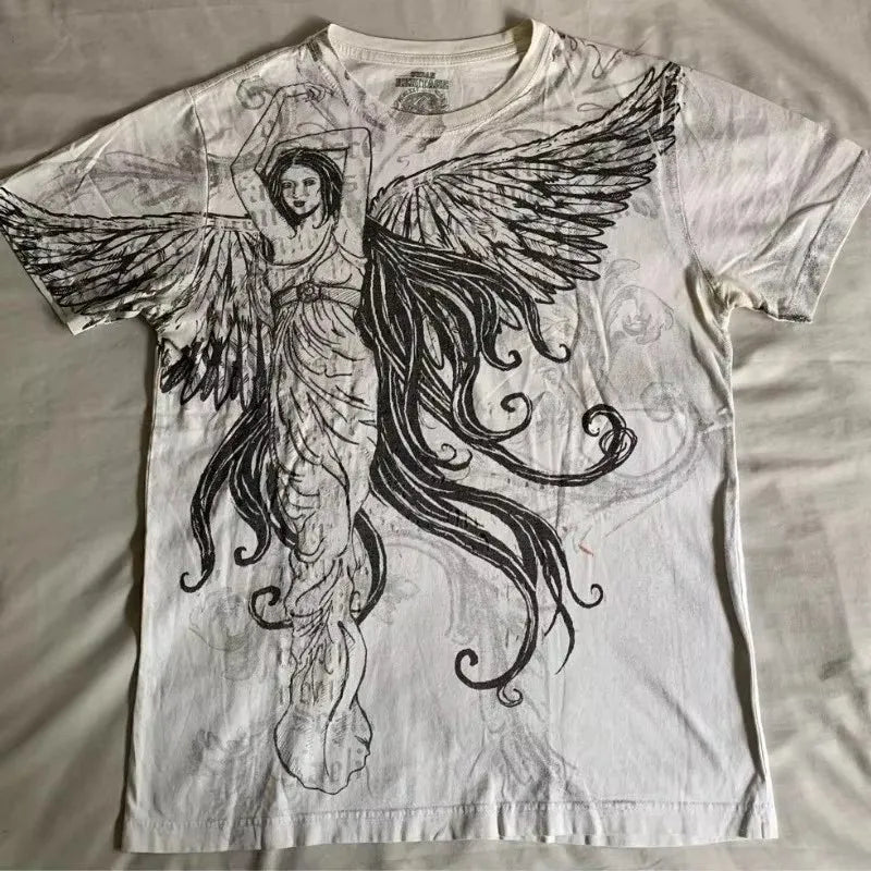 Xtreme Couture T-shirt Man 2000s Retro Bible Scripture Big Picture Printed Short Sleeves High Street Gothic Tide Cotton T shirts