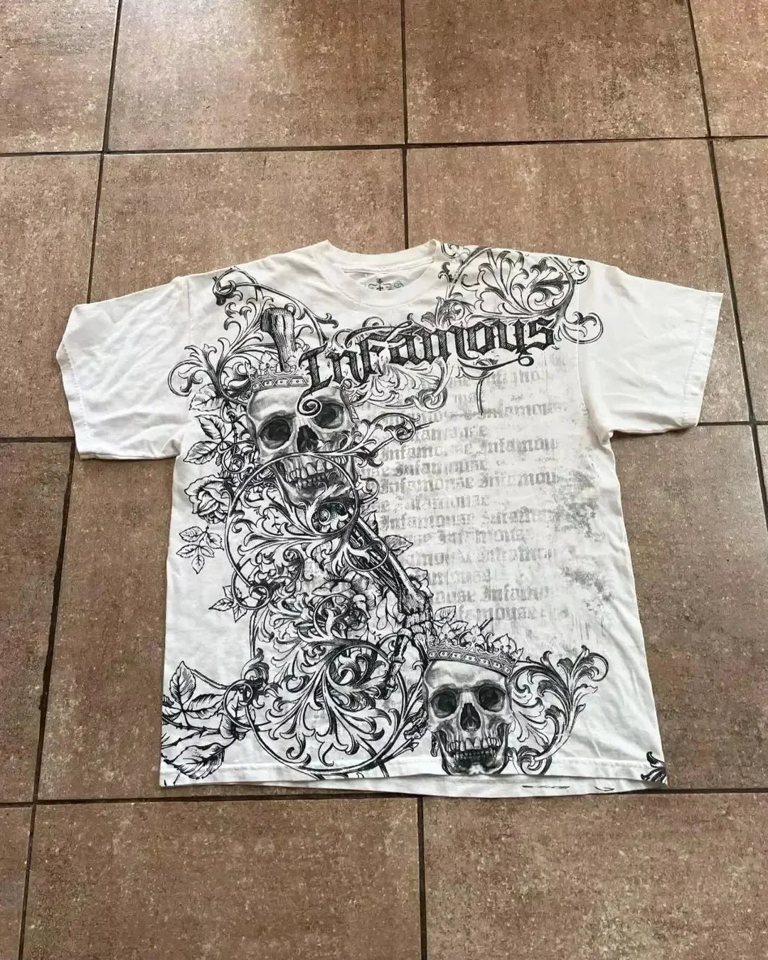 Affliction Gothic T-Shirt Angel Scripture Y2K Streetwear Men's Vintage Graphic Tee Soft Cotton Baggy Fit Harajuku Casual Top