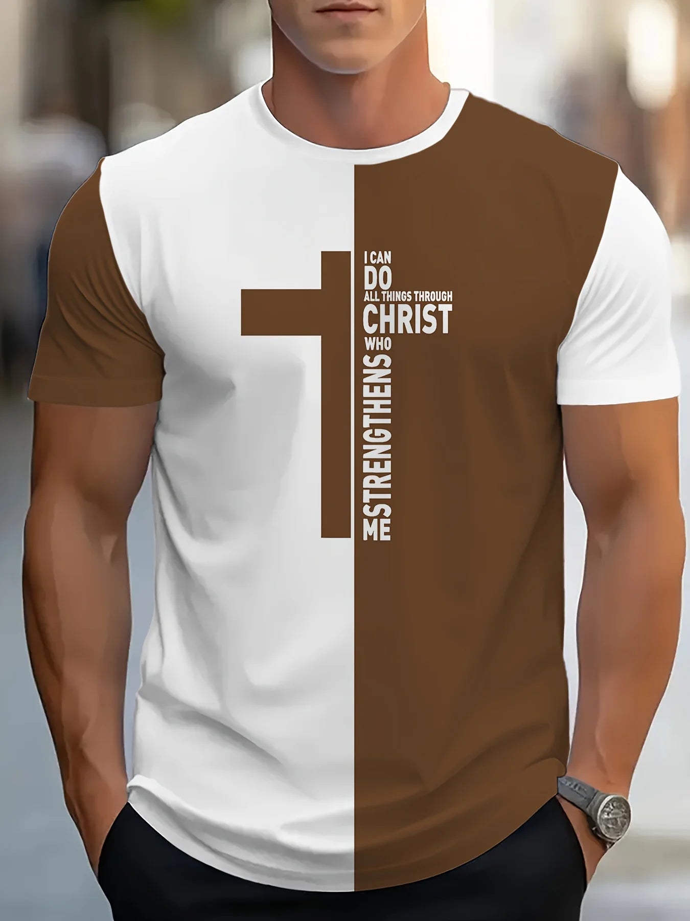 Men's T-shirt Christian Police Scripture Bible Graphic Cross Religious Gift Daily Hip Hop Fashion Casual Round Neck T-shirt