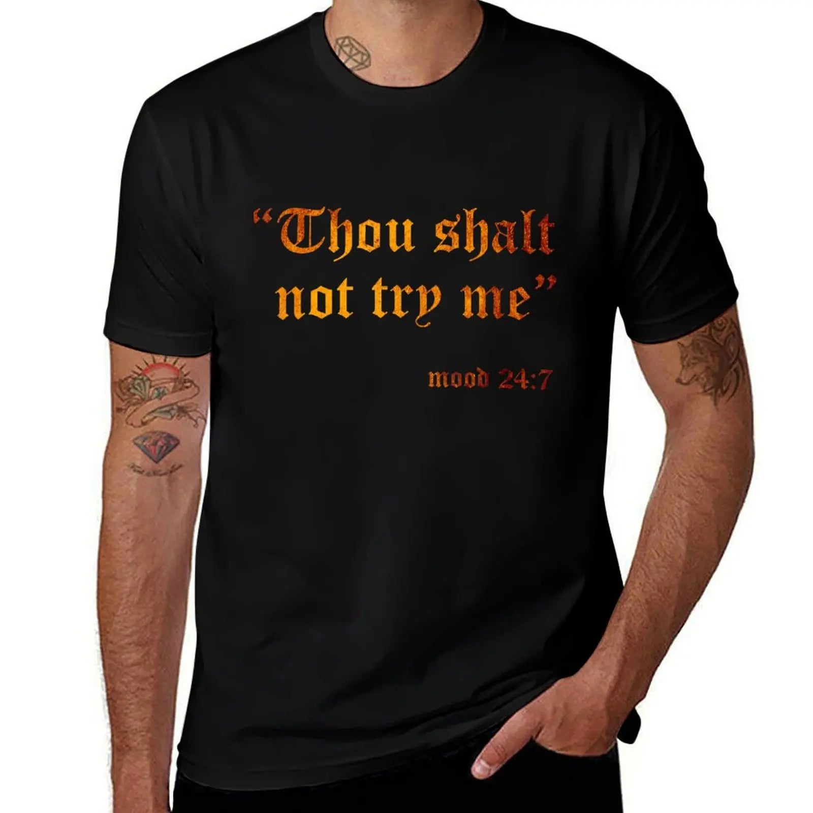 Shall 7 Fake Scripture Funny 24 Try Mood Sarcasm Not Thou Me T-Shirt Plus Size Street Style Tee