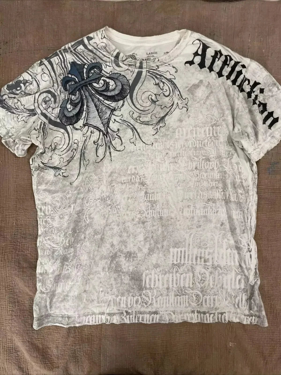 Affliction Gothic T-Shirt Angel Scripture Y2K Streetwear Men's Vintage Graphic Tee Soft Cotton Baggy Fit Harajuku Casual Top