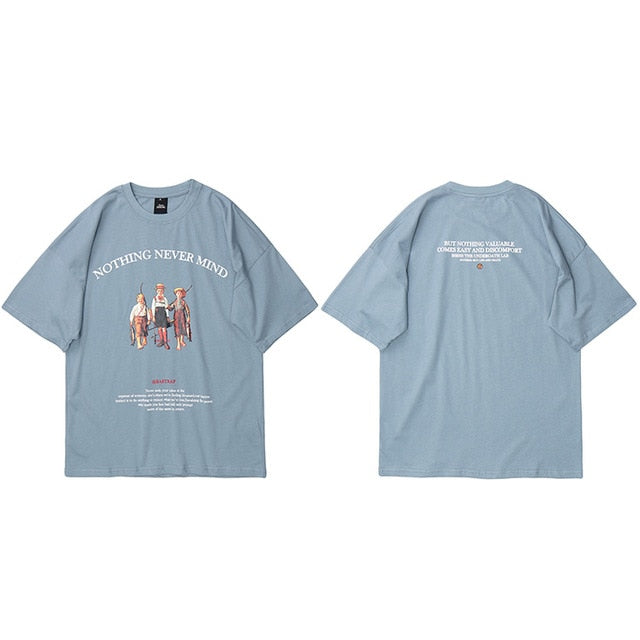 Mens Hip Hop T Shirts Streetwear Retro Childhood Harajuku Tshirt Short Sleeve Summer T-Shirt Cotton Tops Tees Black White