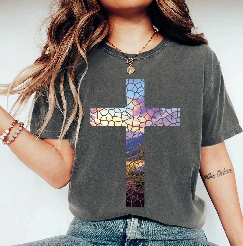 Cross God Turns Broken Pieces into Master Pieces - Comfort Colors, Christian Easter shirt, Jesus Religious tee, Scripture Tee