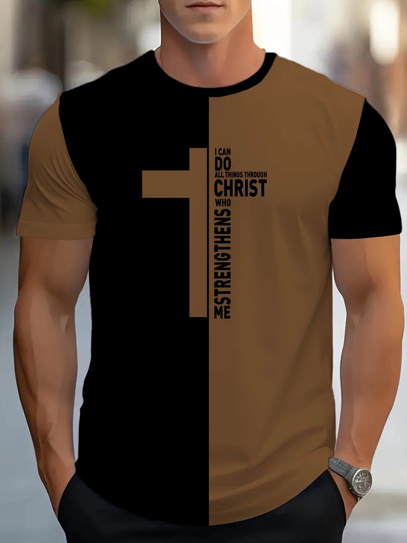 Men's T-shirt Christian Police Scripture Bible Graphic Cross Religious Gift Daily Hip Hop Fashion Casual Round Neck T-shirt