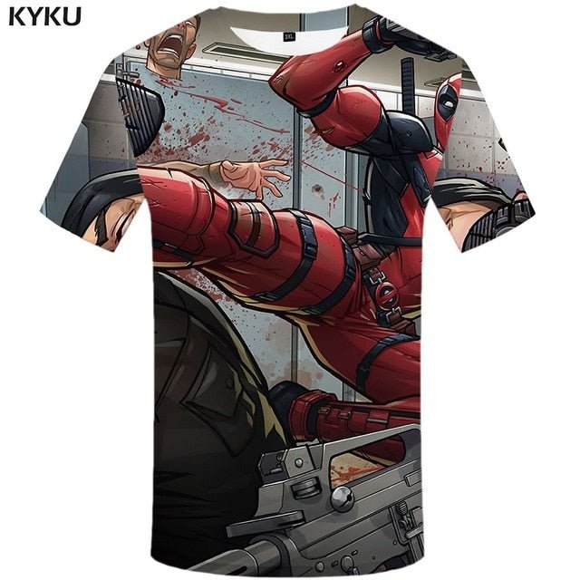 Badass Deadpool T shirt Men Blood T-shirts 3d Red Shirt Print War Anime Clothes Gothic Tshirt Printed