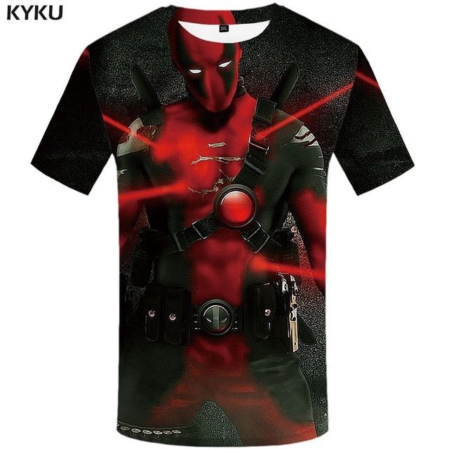 Badass Deadpool T shirt Men Blood T-shirts 3d Red Shirt Print War Anime Clothes Gothic Tshirt Printed