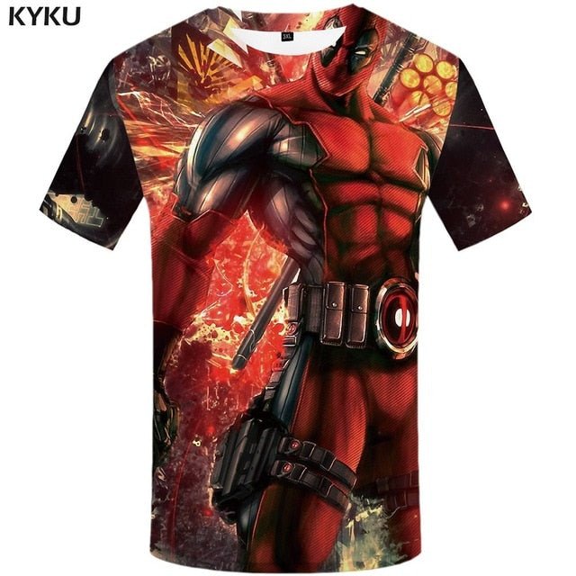 Badass Deadpool T shirt Men Blood T-shirts 3d Red Shirt Print War Anime Clothes Gothic Tshirt Printed
