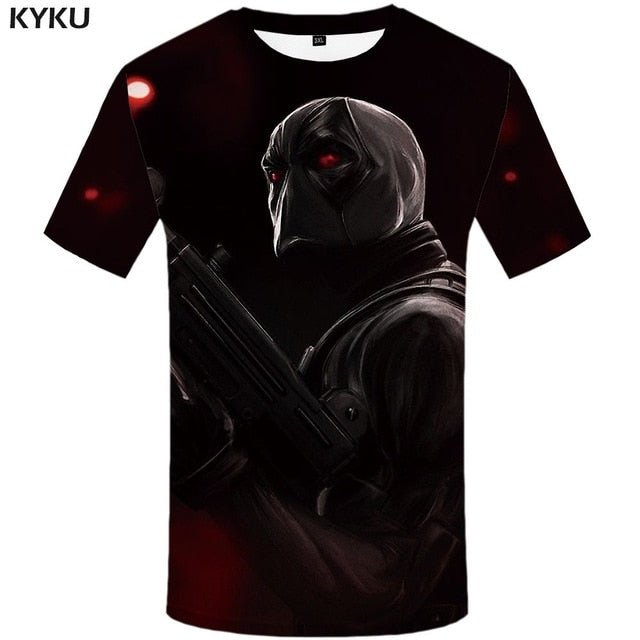 Badass Deadpool T shirt Men Blood T-shirts 3d Red Shirt Print War Anime Clothes Gothic Tshirt Printed