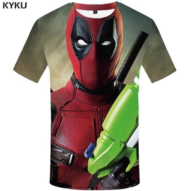 Badass Deadpool T shirt Men Blood T-shirts 3d Red Shirt Print War Anime Clothes Gothic Tshirt Printed