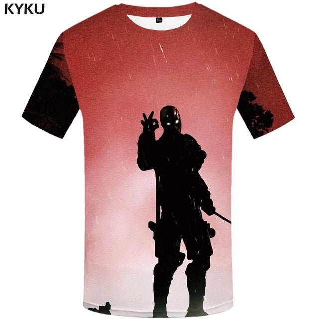 Badass Deadpool T shirt Men Blood T-shirts 3d Red Shirt Print War Anime Clothes Gothic Tshirt Printed