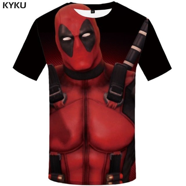 Badass Deadpool T shirt Men Blood T-shirts 3d Red Shirt Print War Anime Clothes Gothic Tshirt Printed