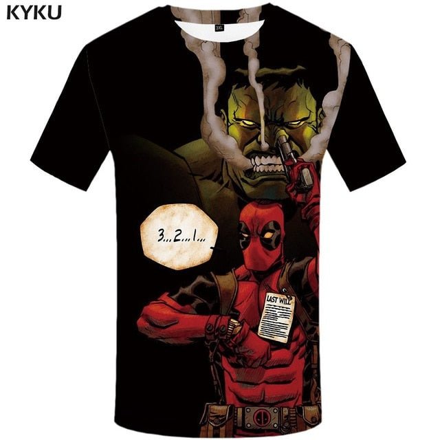 Badass Deadpool T shirt Men Blood T-shirts 3d Red Shirt Print War Anime Clothes Gothic Tshirt Printed