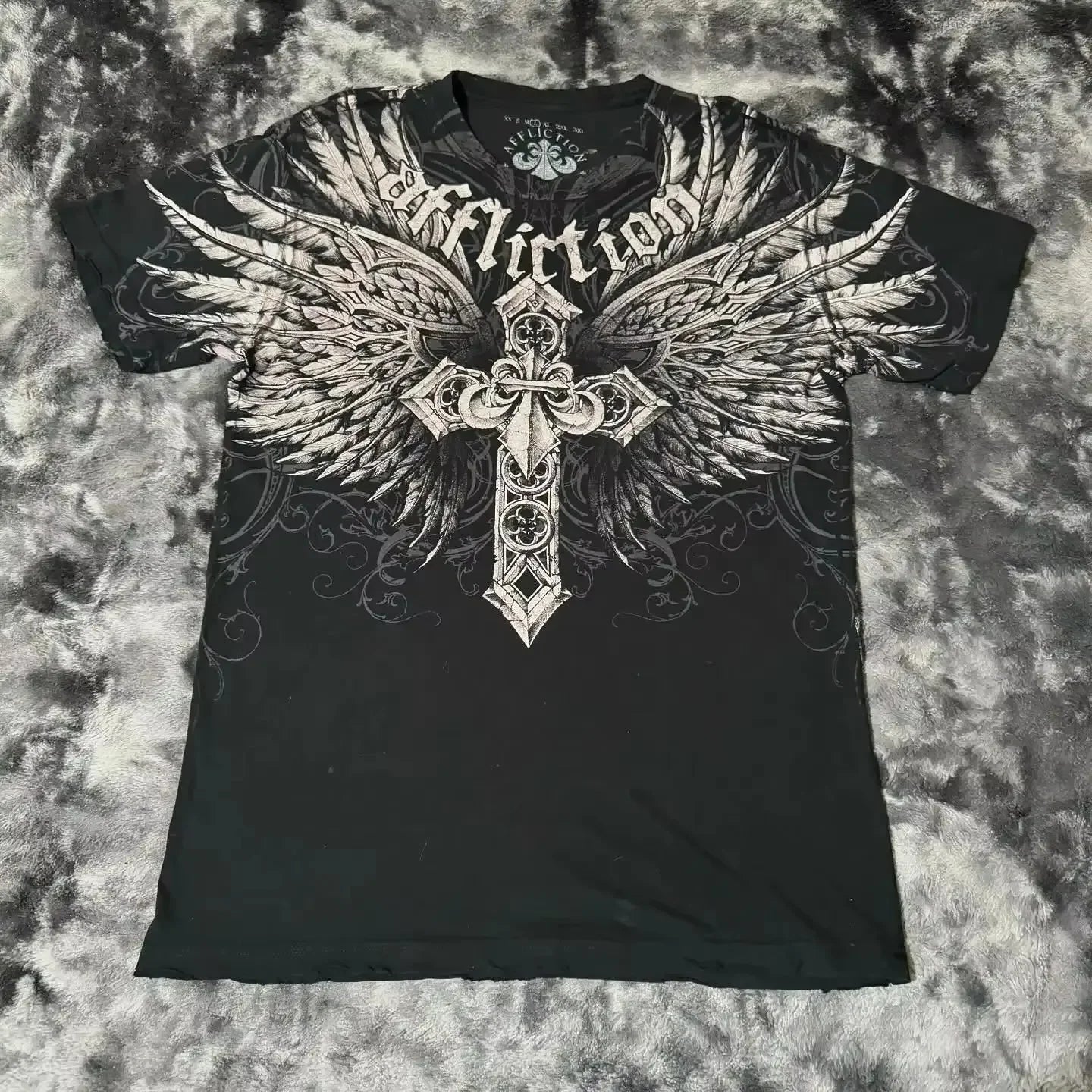 Affliction Gothic T-Shirt Angel Scripture Y2K Streetwear Men's Vintage Graphic Tee Soft Cotton Baggy Fit Harajuku Casual Top
