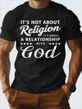 Men's Christian Faith T-Shirt - "It's Not About Religion, It's About Relationship With God" Scripture Design - 100% Cotton 180g