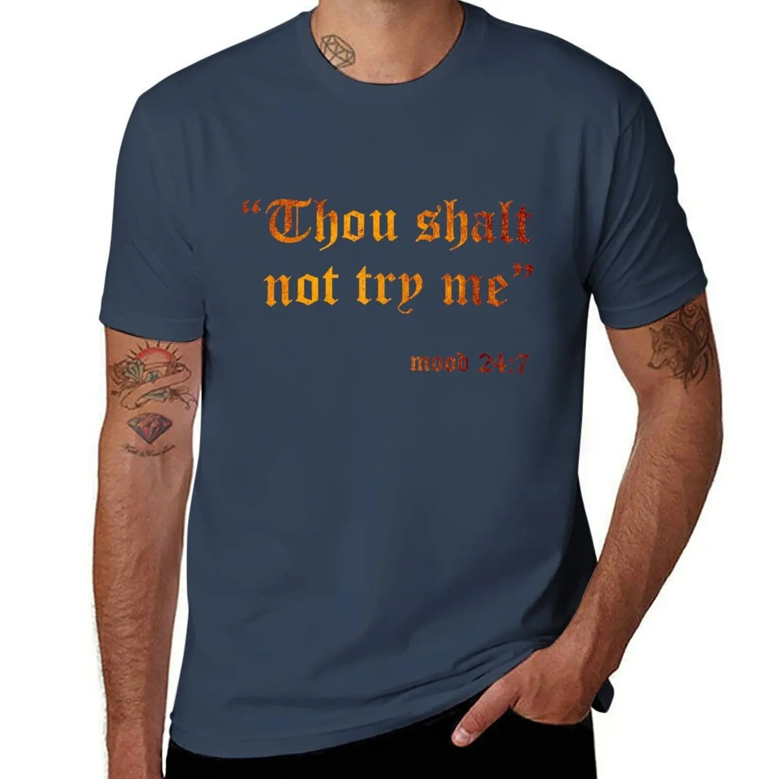 Shall 7 Fake Scripture Funny 24 Try Mood Sarcasm Not Thou Me T-Shirt Plus Size Street Style Tee
