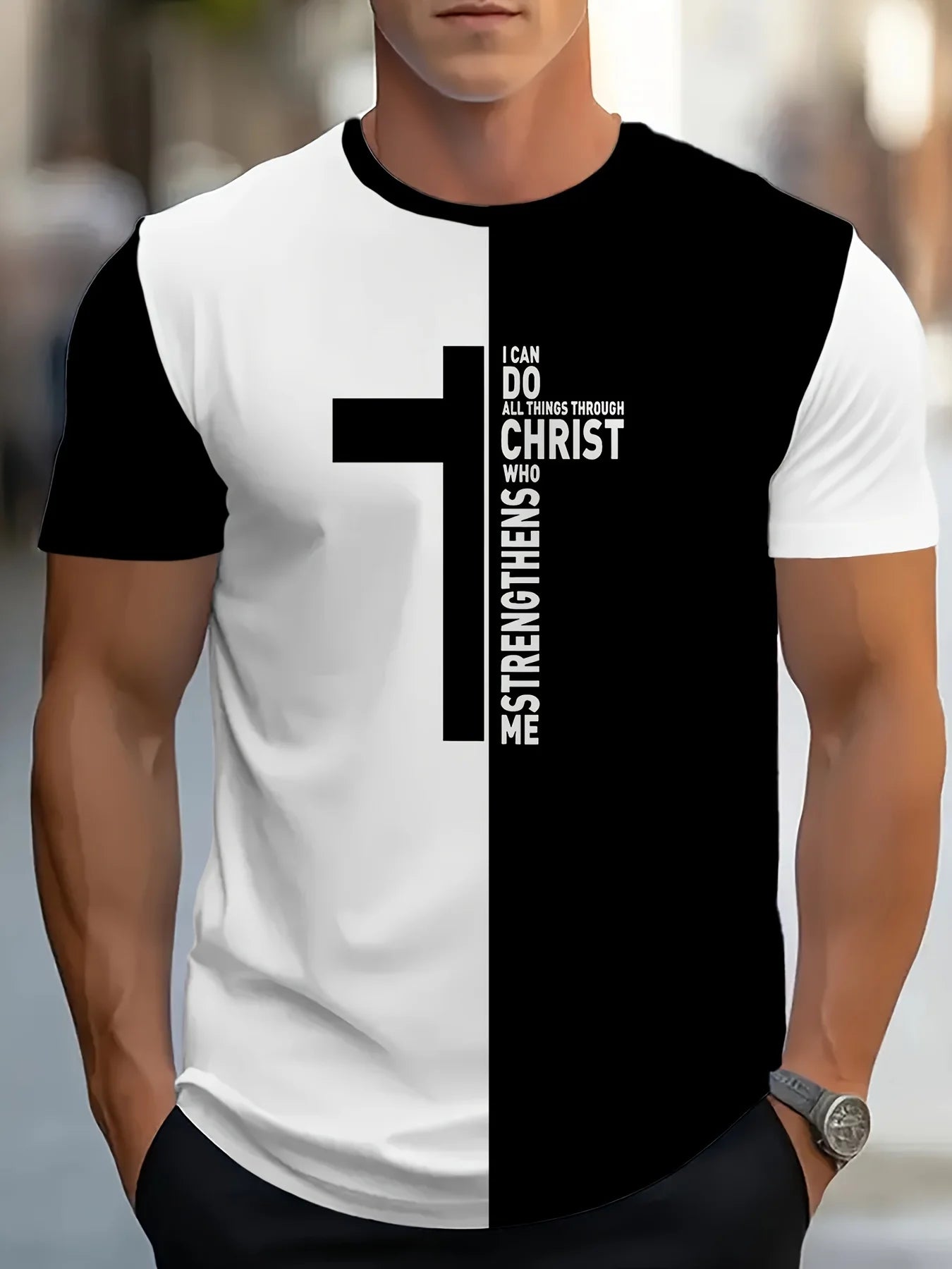 Men's T-shirt Christian Police Scripture Bible Graphic Cross Religious Gift Daily Hip Hop Fashion Casual Round Neck T-shirt