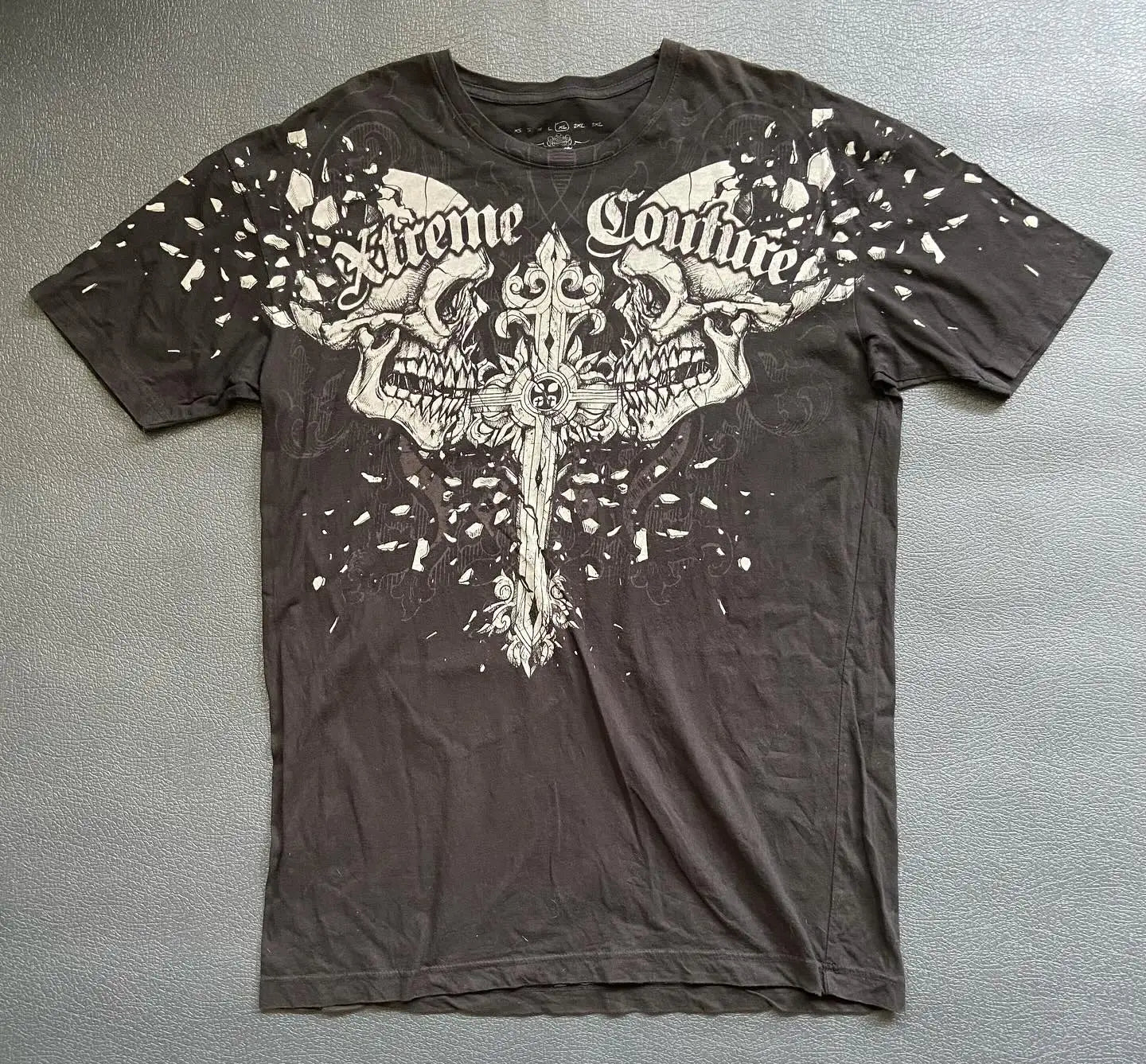 Xtreme Couture T-shirt Man 2000s Retro Bible Scripture Big Picture Printed Short Sleeves High Street Gothic Tide Cotton T shirts