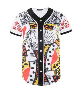 3D Short Sleeve T shirt Men Baseball Jersey Sport Slim Fit V Neck T-shirts Casual Streetwear Trendy Style