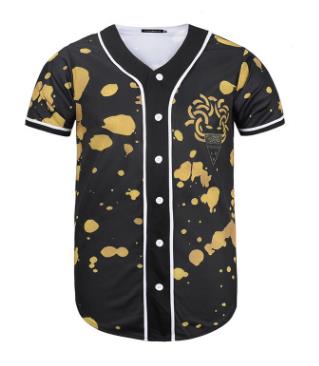 3D Short Sleeve T shirt Men Baseball Jersey Sport Slim Fit V Neck T-shirts Casual Streetwear Trendy Style