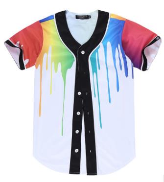 3D Short Sleeve T shirt Men Baseball Jersey Sport Slim Fit V Neck T-shirts Casual Streetwear Trendy Style