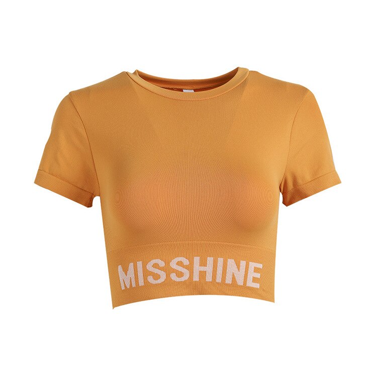 Yoga Top Seamless Yoga Shirt Short Sleeve Crop Top Women Sport Shirt Gym Girl Top Running T-shirt Fashion Letters Fitness Shirts