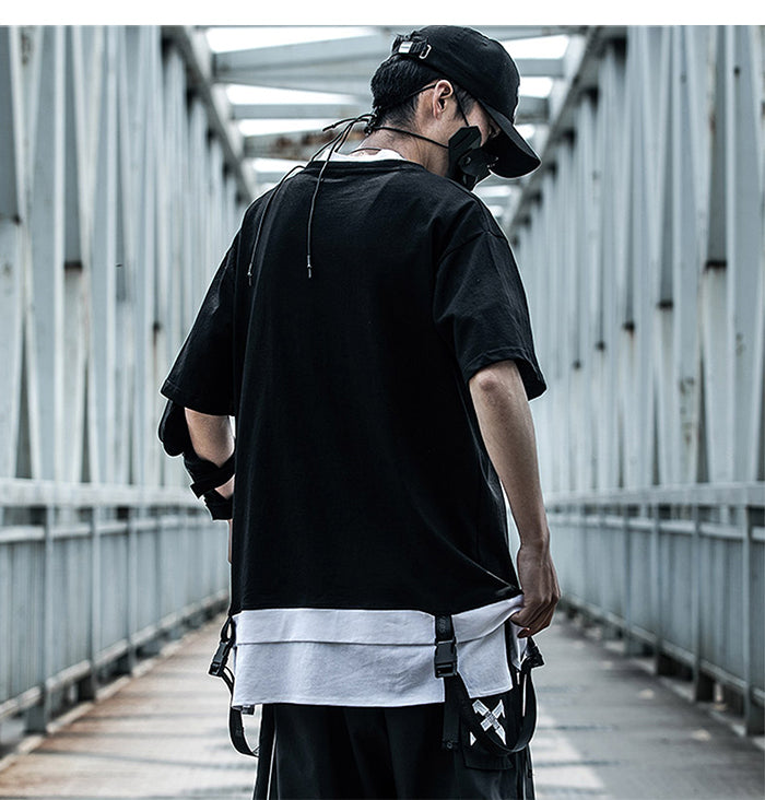 Hip Hop Streetwear T Shirt  Summer Patchwork Printed Tactica Harajuku Short Sleeve Oversized Mens T Shirts