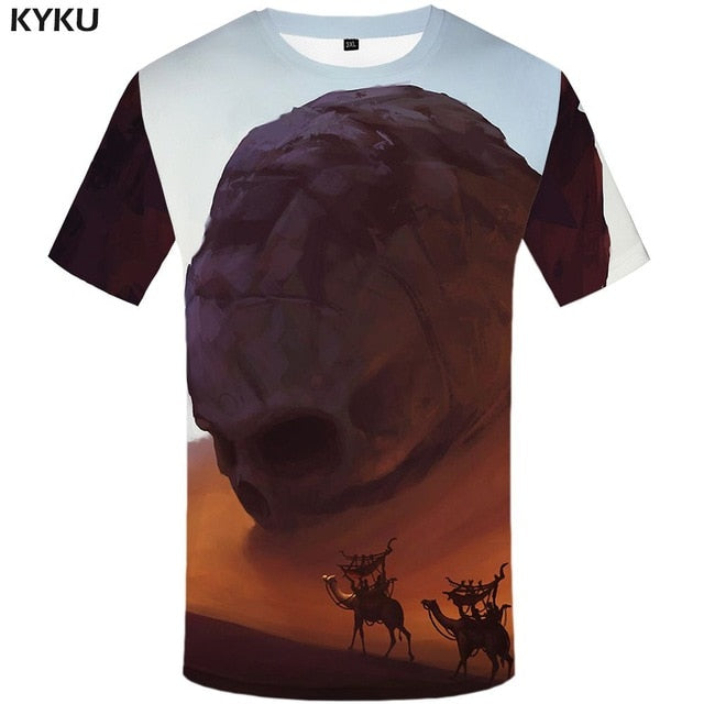 Skull T shirt Men Metal Tshirt Printed Rose Anime Clothes War Shirt Print Harajuku T-shirts 3d Mens Clothing