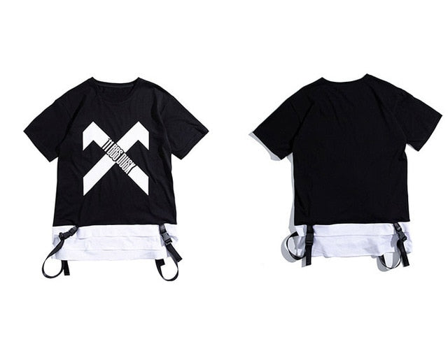 Hip Hop Streetwear T Shirt  Summer Patchwork Printed Tactica Harajuku Short Sleeve Oversized Mens T Shirts